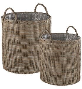 2 darabos fonott virágtartó szett BITOLA PE Rattan 40/48 cm Barna