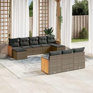 VidaXL Polyrattan Kerti Ülőgarnitúra - 10 részes - Szürke