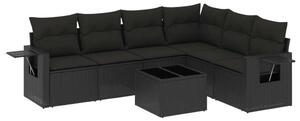 Polyrattan Kerti Ülőgarnitúra - 7 részes - Fekete