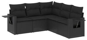 VidaXL Polyrattan Kerti Kanapé Szett - 5 részes - Fekete
