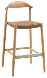 Fa bárszék Kave Home Nina 76 cm barna zsinórral