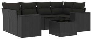 VidaXL Polyrattan Kerti Ülőgarnitúra - 7 részes - Fekete