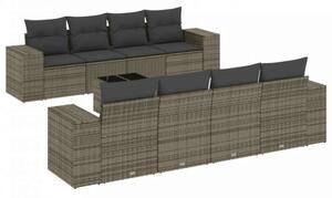 VidaXL Polyrattan Kerti Ülőgarnitúra - 9 részes - Szürke