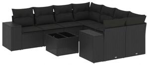VidaXL Polyrattan Kerti Ülőgarnitúra - 9 részes - Fekete