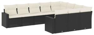 VidaXL Polyrattan Kerti Ülőgarnitúra - 10 részes - Fekete