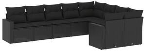 VidaXL Polyrattan Kerti Ülőgarnitúra - 9 részes - Fekete