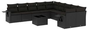 VidaXL Polyrattan Kerti Ülőgarnitúra - 11 részes - Fekete