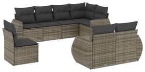 VidaXL 8-részes szürke polyrattan kerti ülőgarnitúra párnákkal