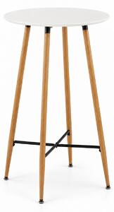 Bárasztal, kerek MDF asztallappal, Ø60 x 102 cm, fehér/tölgy