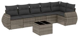 VidaXL Polyrattan Kerti Ülőgarnitúra - 7 részes - Szürke