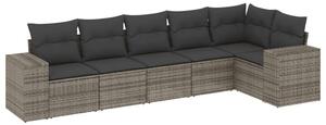 VidaXL 6 részes szürke polyrattan kerti ülőgarnitúra párnákkal