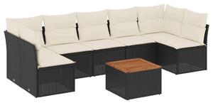 VidaXL Polyrattan Kerti Ülőgarnitúra - 8 részes - Fekete