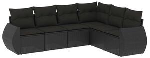 VidaXL Polyrattan Kerti Ülőgarnitúra - 6 részes - Fekete