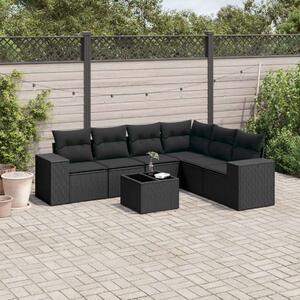VidaXL Polyrattan Kerti Ülőgarnitúra - 7 részes - Fekete