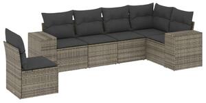 VidaXL 6 részes szürke polyrattan kerti ülőgarnitúra párnákkal