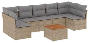 VidaXL Polyrattan Kerti Ülőgarnitúra - 8 részes - Bézs