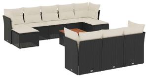 VidaXL Polyrattan Kerti Ülőgarnitúra - 11 részes - Fekete