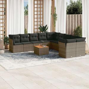 VidaXL Polyrattan Kerti Ülőgarnitúra - 11 részes - Szürke