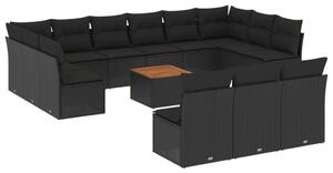 VidaXL Polyrattan Kerti Ülőgarnitúra - 14 részes - Fekete