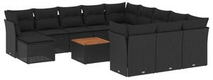 VidaXL Polyrattan Kerti Ülőgarnitúra - 13 részes - Fekete