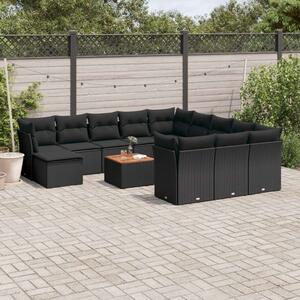 VidaXL Polyrattan Kerti Ülőgarnitúra - 13 részes - Fekete