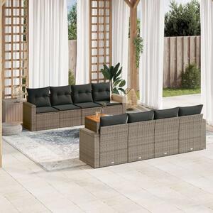 Polyrattan Kerti Ülőgarnitúra - 9 részes - Szürke