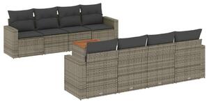 Polyrattan Kerti Ülőgarnitúra - 9 részes - Szürke