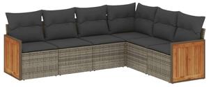 VidaXL Polyrattan Kerti Ülőgarnitúra - 6 részes - Szürke