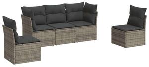 VidaXL 5 Részes Polyrattan Kerti Ülőgarnitúra - Szürke
