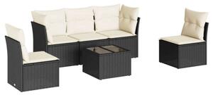 Polyrattan Kerti Ülőgarnitúra - 6 részes - Fekete
