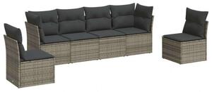 Polyrattan Kerti Ülőgarnitúra - 6 részes - Szürke