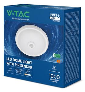 V-TAC CREE SMD 12W mennyezeti LED lámpa, mozgásérzékelővel, hideg fehér - SKU 218096