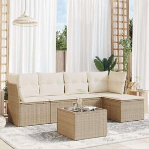 VidaXL Polyrattan Kerti Ülőgarnitúra - 6 részes, Bézs