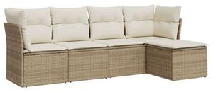 VidaXL Polyrattan Kerti Ülőgarnitúra - 5 részes - Bézs