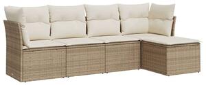 VidaXL Polyrattan Kerti Ülőgarnitúra - 5 részes - Bézs