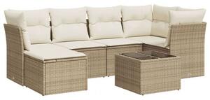 VidaXL Polyrattan Kerti Ülőgarnitúra - 7 részes - Bézs