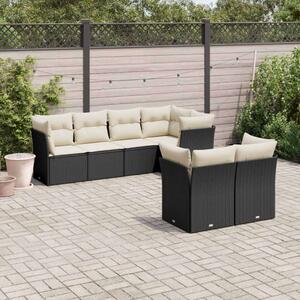 VidaXL Polyrattan Kerti Ülőgarnitúra - 7 részes - Fekete