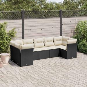 VidaXL Polyrattan Kerti Ülőgarnitúra - 7 részes - Fekete
