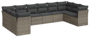 VidaXL Polyrattan Kerti Ülőgarnitúra - 10 részes - Szürke