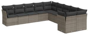 VidaXL Polyrattan Kerti Ülőgarnitúra - 10 részes - Szürke