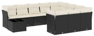 VidaXL Polyrattan Kerti Ülőgarnitúra - 11 részes - Fekete