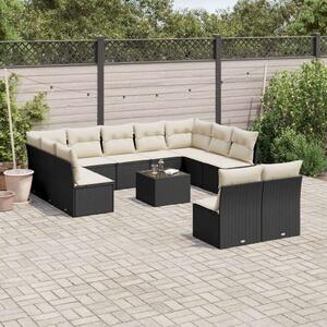 VidaXL Polyrattan Kerti Ülőgarnitúra - 12 részes - Fekete