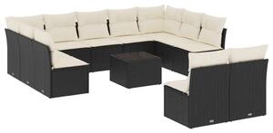 VidaXL Polyrattan Kerti Ülőgarnitúra - 12 részes - Fekete