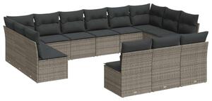 VidaXL Polyrattan Kerti Ülőgarnitúra - 13 részes - Szürke