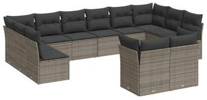 VidaXL Polyrattan Kerti Ülőgarnitúra - 12 részes - Szürke