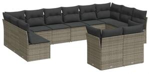 VidaXL Polyrattan Kerti Ülőgarnitúra - 12 részes - Szürke