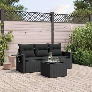 VidaXL Kerti Ülőgarnitúra - 4 részes - Fekete Polyrattan