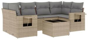Polyrattan Kerti Ülőgarnitúra - 7 részes - Bézs