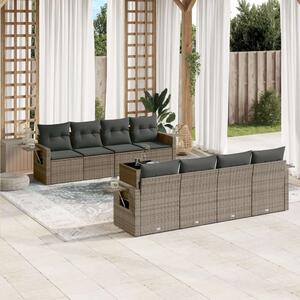 VidaXL Polyrattan Kerti Ülőgarnitúra - 9 részes - Szürke