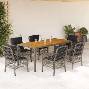 VidaXL Polyrattan Kerti Étkezőgarnitúra - 7 részes - Szürke